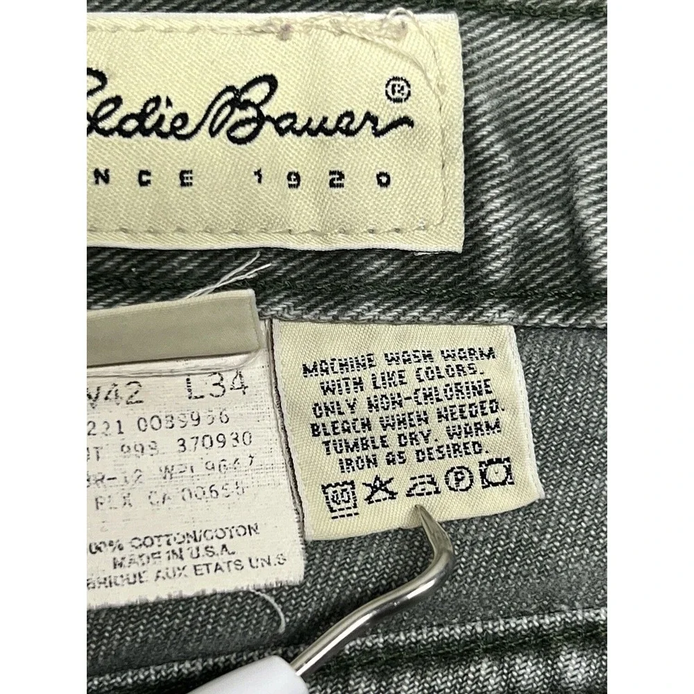 VINTAGE EDDIE‎ BAUER JEANS Mens 42x34 Relaxed Outdoor Gray Denim Workwear USA